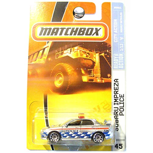Matchbox Silver Police Subaru Impreza City Action Subaru Impreza Police 1:64 Scale Collectible Die Cast Car #45