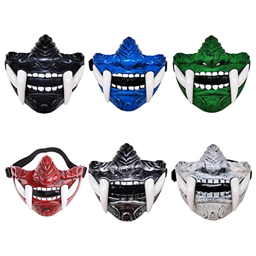 MayDONG - Máscara protectora de media cara para Airsoft, máscara de Prajna Hannya, máscara japonesa Oni para Halloween y cosplay