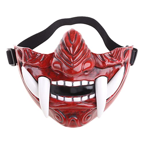 MayDONG - Máscara protectora de media cara para Airsoft, máscara de Prajna Hannya, máscara japonesa Oni para Halloween y cosplay