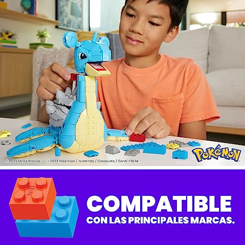 MEGA Construx Pokémon Lapras, 529 bloques de construcción con movimiento, juguete +8 años (Mattel HKT26)