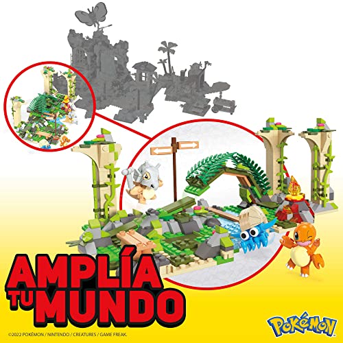 MEGA Construx Pokemon Ruinas olvidadas Constructor de aventuras Set de bloques de construcción con tres personajes, juguete +6 años (Mattel HDL86)