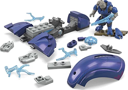 MEGA HALO Toys - Juego de construcción de vehículos, avión Ghost of Requiem con 135 piezas, 4 figuras de acción micro articulables y accesorios, ideas de regalo