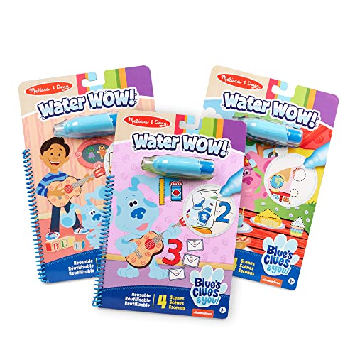 Melissa & Doug | Blue's Clues and You | Conjunto de 3 cuadernos para colorear con agua| Water Wow | Alfabeto, Numeros, Colores