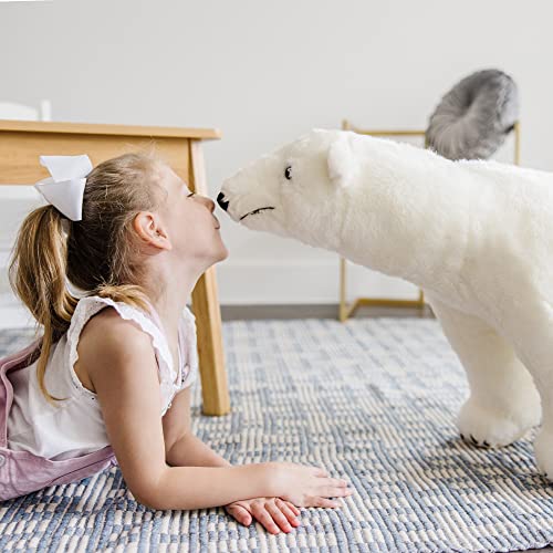 Melissa & Doug - Oso polar gigante - Animal de peluche realista (casi un metro de largo)