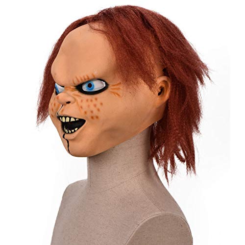 MHBY Máscara de Halloween, máscara ChildPlay Disfraz Máscaras Fantasma Chucky Máscaras Cara de Terror Látex Mascarilla Halloween Devil Killer Doll Casco Niños Accesorios de Disfraces