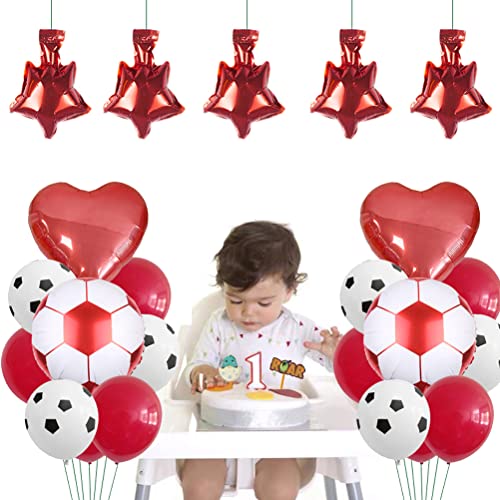 MiaLover Kit de fútbol de araña roja de 32 pulgadas, globo número 7, globo de látex, globos de aluminio en forma de corazón, globos de aluminio para fiesta temática de fútbol, cumpleaños, aniversario,