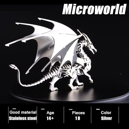 Microworld Rompecabezas de Metal 3D, Kits de Modelo de Metal de Dragón de Fuego mecánica, colección Warcraft de Acero Desafío Rompecabezas DIY Arte Artesanía Decoración Mini Rompecabezas para Adultos