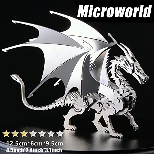 Microworld Rompecabezas de Metal 3D, Kits de Modelo de Metal de Dragón de Fuego mecánica, colección Warcraft de Acero Desafío Rompecabezas DIY Arte Artesanía Decoración Mini Rompecabezas para Adultos