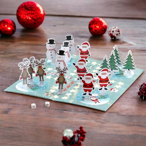 MIJOMA Juego de mesa de Navidad para toda la familia, juego de mesa para toda la familia, muñeco de nieve, reno, personajes principales de Santa Ludo