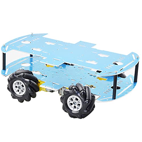 MILLAY Kit de automóvil del Robot de la Rueda del mecanum de la Placa de Doble Placa for Arduino Raspberry Pi con 4pcs TT Motor Bricolaje Programación Madre Piezas de Juguete