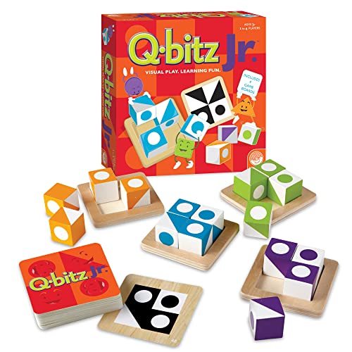 Mindware , Q-bitz Jr. , Miniature Game , Ages 5+ , 2-4 Players , 15 Minutes Playing Time