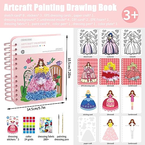 Mineup DIY Libro Colorear para Niños Princess, 30pcs Poke Art Juguetes, Kit de Arte Poke para Niños, Poke Art DIY, Juguetes de Bricolaje Poke Art, Juguete de Arte Poke Diy para Niños de 3+ Años
