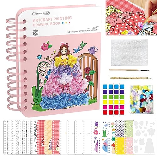 Mineup DIY Libro Colorear para Niños Princess, 30pcs Poke Art Juguetes, Kit de Arte Poke para Niños, Poke Art DIY, Juguetes de Bricolaje Poke Art, Juguete de Arte Poke Diy para Niños de 3+ Años