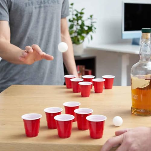 Mini juego de cerveza pong, juego de beber para adultos, suministros de fiesta de pub, 2 bolas de ping pong, 1 abridor de botellas y 1 paquete de tarjetas