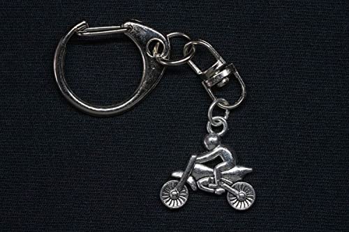 Miniblings Llavero de motocicleta con diseño de enduro para motorista, hecha a mano, llavero, plata, 22mm