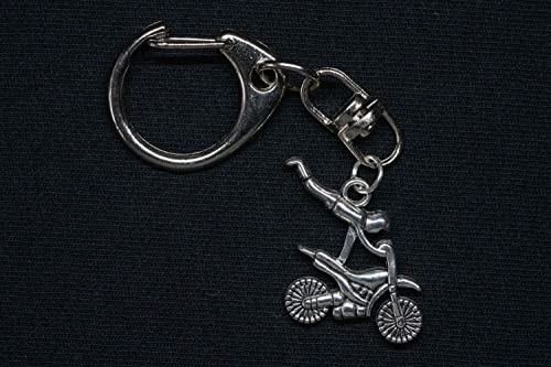 Miniblings Stunt Enduro Llavero Motocicleta Crossmaschine slb aufstehn - Handmade Modeschmuck I Anhänger Schlüsselring Schlüsselring Keyring Keyring, plata, 28mm