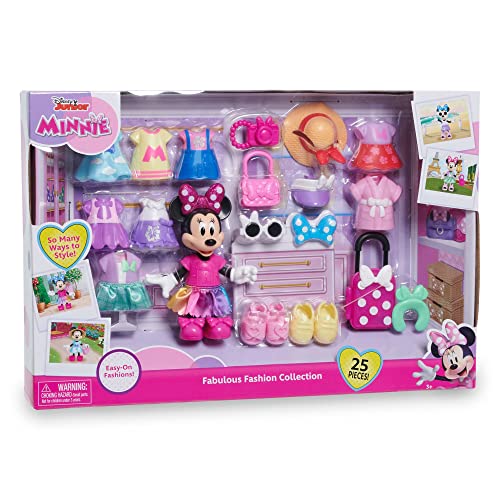 Minnie - Fashion Set + Fashion Doll, muñeca Minnie Mouse de 15 cm articulada con 25 piezas de ropa y accesorios para vestirla y jugar con ella, para niñas y niños a partir de 3 años, Famosa (MCN30000)