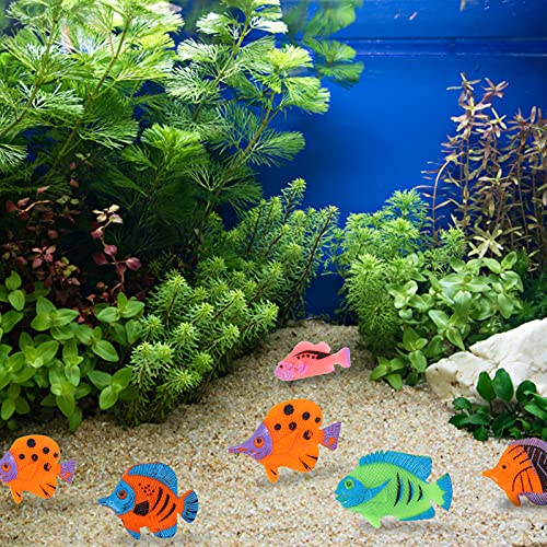 Molain Juguetes de peces tropicales, 12 piezas de mini peces tropicales recuerdos de fiesta juguetes de peces de plástico para niños, niñas, niños, multicolor, 2 x 1.5 pulgadas / 3.8 x 5 cm
