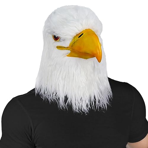 molezu Máscara de águila blanca, máscara de águila con boca abierta, máscara de látex Novelty Hawk, máscara para pájaros, cosplay de fiesta para adultos
