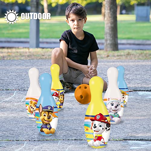 MONDO- Paw Patrol Toys Incluye 1 Bola y 6 Bolos temáticos de la Patrulla Canina-Juguetes Deportivos-Juego para niños de 2 3 4 años-28308, Multicolor (M1228308)