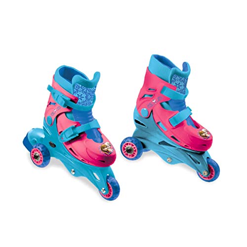 Mondo Toys – Disney Frozen – 3 en línea Skates – Patines de Doble función Ajustables – Ruedas de PVC – Roller niño/niña – Talla S/M 29/32 – 28299