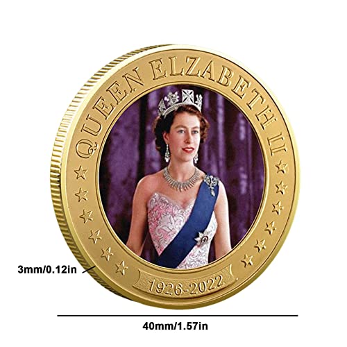 Monedas conmemorativas de la reina Isabel II, moneda conmemorativa de la reina, moneda con su majestad la reina Isabel, insignia de moneda conmemorativa de la reina de Inglaterra, hermosa y exquisita