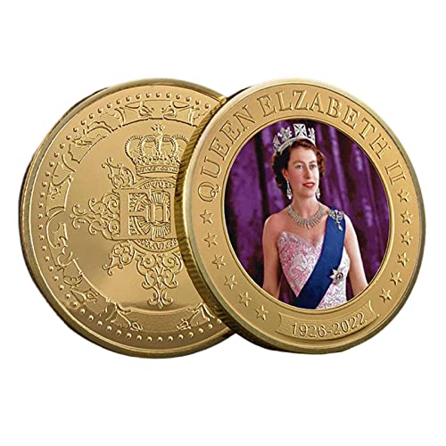Monedas conmemorativas de la reina Isabel II, moneda conmemorativa de la reina, moneda con su majestad la reina Isabel, insignia de moneda conmemorativa de la reina de Inglaterra, hermosa y exquisita