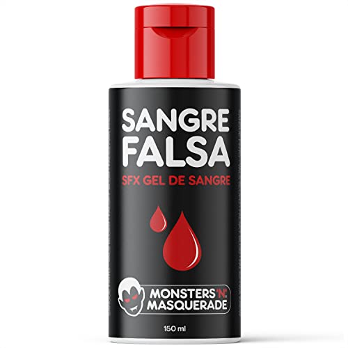 Monsters'n'Masquerade® Sangre Artificial Profesional Rojo de 150ml | Gel de Sangre Falsa SFX | Fabricado en Alemania | Sin Perfume & Sin Parabenos | Vampiro Zombi Carnaval