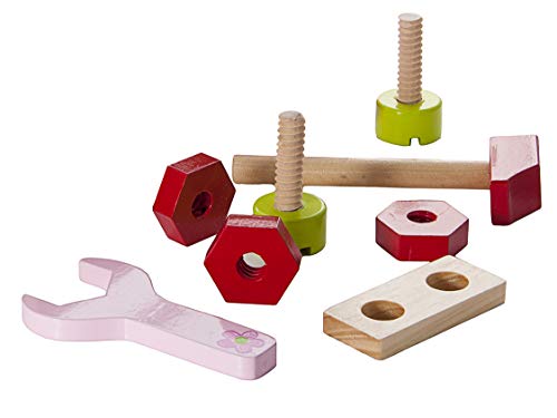 Mousehouse Gifts Juguete de Madera de Caja de Herramientas para niños de Color Rosa búho