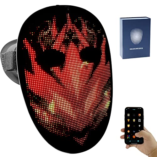 MOYACA 0 Máscara Led de borde con WIFI Función de reproducción de video DIY Interruptor de detección de gestos Máscara de luz para fiesta de disfraces de Halloween Rave