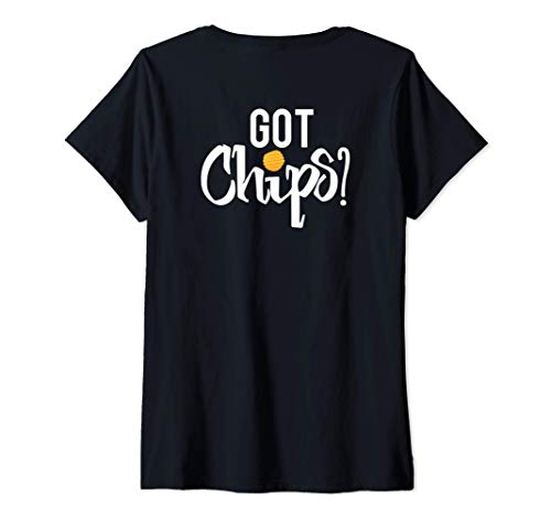 Mujer Got Chips? Potato Poker Chip Hold 'Em Salty Bag of Chips Fun Camiseta Cuello V