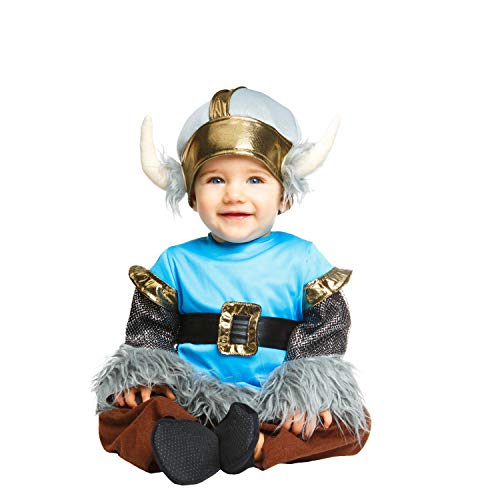 My Other Me Me-204977 Disfraz de bebé vikingo para niño, ajedrez, color blue, 7-12 meses (Viving Costumes 204977)