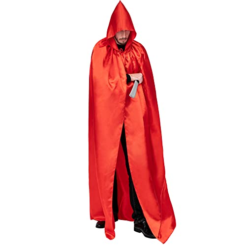 Myir JUN Largo Capa con Capucha, Unisex Adulto Niños Disfraz de Halloween Fiesta Disfraces Vampiro Traje (Rojo, M)