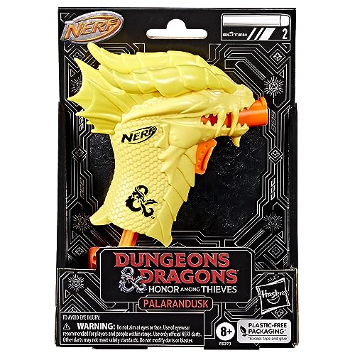 NERF MicroShots Dungeons & Dragons Palarandusk Blaster, 2 dardos Elite 2.0, juegos al aire libre para niños, juguetes D&D Blaster para edades de 8 años en adelante