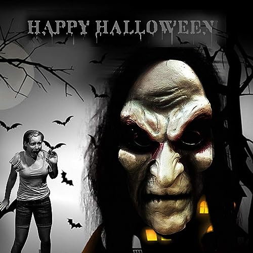 Nesloonp Máscara de Halloween de Terror, Máscara de Zombi, Mascarada Horror Zombie Pelo Largo Negro Paño Sangrado Máscaras,Disfraces de Halloween,para Halloween Fiesta Temática Carnaval