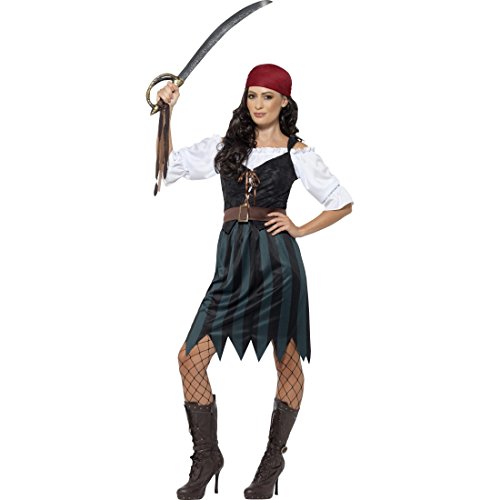 NET TOYS Disfraz Pirata Mujer Traje corsaria M 40/42 Atuendo bucanera Vestimenta saqueadora Outfit bucanero Mujer Novia corsario Carnaval