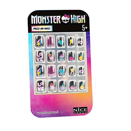 Nice Group - Monster High Press-on Nails, Kit de Decoraciones Adhesivas para Uñas, 1 Blíster Sorpresa