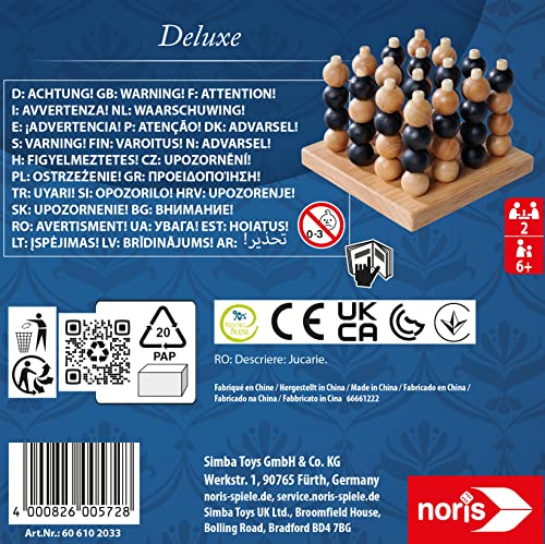 Noris Deluxe 4 Series 3D, el Famoso Juego de Estrategia en Acabado Bolas de Madera y Tabla, a Partir de 6 años, Multicolor, Large (606102033)