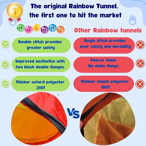 NUBUNI Tunel Plegable para Niños 180 cm : Tunel Infantil : Tunel para niños : Tunel Niños : Túnel : Tunel psicomotricidad : Color Connection A