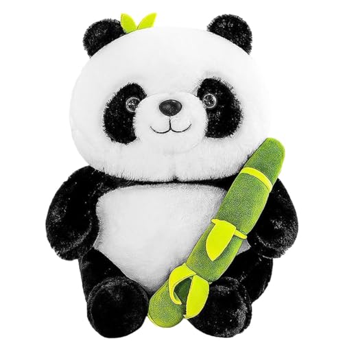 OCDSLYGB 25 Cm Cute Panda Peluche con Bambú, Peludo Oso Panda De Peluche Animal,Suave Panda Juguetes De Peluche,para Juguetes Infantiles Y Regalos De Cumpleaños