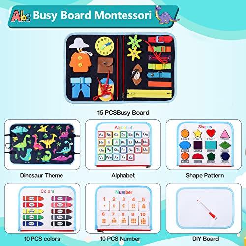 Oderra Busy Board Tabla de 5 Capas, diseño de Montessori, niños de 1 año, para Aprender Habilidades de Vida, Juguetes educativos