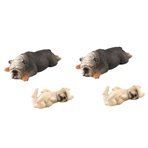 Operitacx 4 Piezas Bulldog De Simulación Juguetes Modelo De Perro Adorno Modelo De Perro De Simulación Perro Matón Buldog Niño
