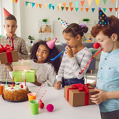 Opopark 11 sombreros de cono de fiesta de cumpleaños con pompones, 15 piezas de soplado de fiesta, sombrero de papel y soplados para niños y adultos, decoración de cumpleaños, Navidad y Año Nuevo