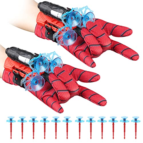 OSDUE 2 Juegos de Launcher Glove, Spider Launcher Guante Juguetes, Guantes Spider-Man Niño Launcher, Juguetes educativos para niños, para Juegos de rol, Regalo para los fanáticos de Héroe Araña
