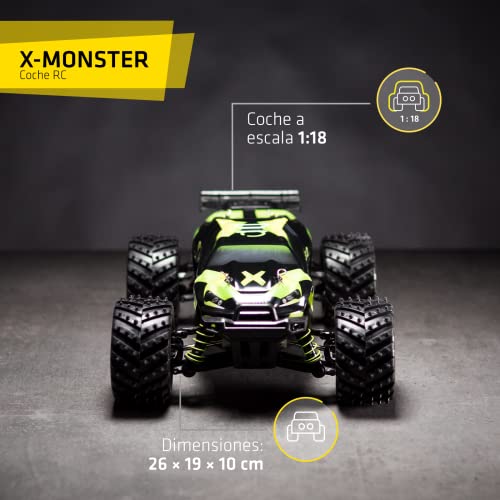 Overmax X-Monster Truck Coche teledirigido RC 45 km/h, 1:18, 2 Baterías, 4WD Alcance 100 m, Buggy Control Remoto Mejorado