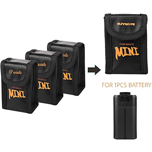 O'woda 3Pcs Batería de Lipo a prueba de explosiones a prueba de fuego Bolsa de almacenamiento segura de drones de protección Bolsa ignífuga de seguridad para DJI Mavic Mini/Mavic Mini 2/MINI SE(Negro)