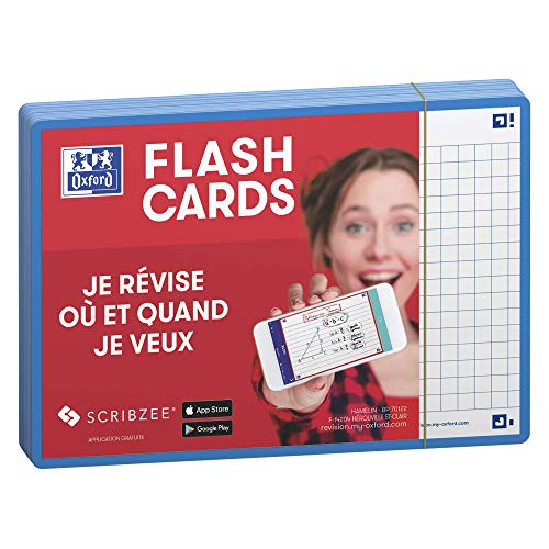 OXFORD Flash 2.0-80 fichas Bristol Flash Cards A6 (10,5 x 14,8 cm) - Cuadros pequeños color turquesa