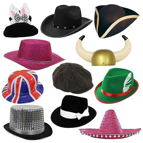 Pack de 11 sombreros de fiesta para fotos de fiesta con sombreros divertidos para cumpleaños, graduaciones, bodas y fiestas. Tamaño: 11 unidades