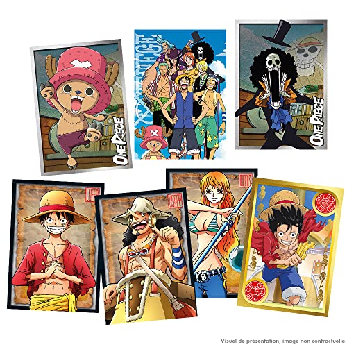 Panini- Luffy One Piece TC Blister 4 Fundas + Tarjeta Edición Limitada, Color Dorados (004385KBF4)
