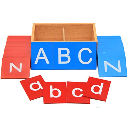 Papel de lija para niños con doble etiquetado, caja roja y azul, pizarra para escribir arena inglesa, herramienta de enseñanza para guardería (como se muestra)